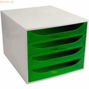 Exacompta Schubladenbox Ecobox Linicolor 4 Schübe grau/transluzent apf