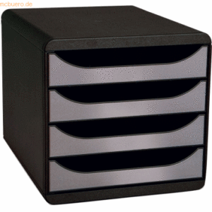 Exacompta Schubladenbox Big-Box Metallic 4 Fächer schwarz/silber metal