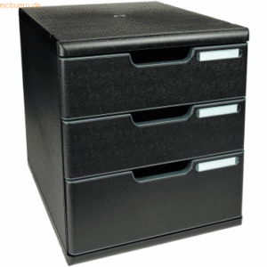 Exacompta Schubladenbox Modulo A4 3 Fächer EcoBlack Schwarz