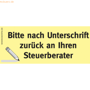 Bizstix Haftnotizen 75x35mm gelb 'Bitte nach Unterschrift zurück an Ih