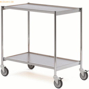 Helge Nyberg Tischwagen ohne Fahrhandgriff 2 Etagen 80x42cm chrom/grau