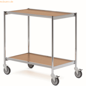 Helge Nyberg Tischwagen ohne Fahrhandgriff 2 Etagen 80x42cm chrom/eich