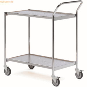 Helge Nyberg Tischwagen 1 Fahrhandgriff 2 Etagen 80x42cm chrom/grau