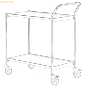 Helge Nyberg Tischwagen 1 Fahrhandgriff 2 Etagen 100x42cm chrom/grau