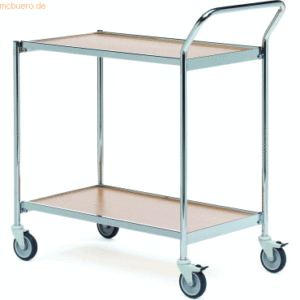 Helge Nyberg Tischwagen 1 Fahrhandgriff 2 Etagen 100x42cm chrom/eiche/