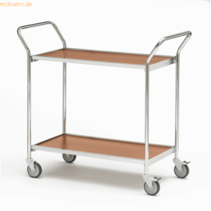 Helge Nyberg Tischwagen 2 Fahrhandgriffe 2 Etagen 80x42cm chrom/buche/