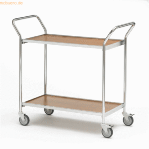 Helge Nyberg Tischwagen 2 Fahrhandgriffe 2 Etagen 80x42cm chrom/eiche/