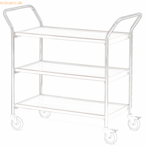 Helge Nyberg Tischwagen 2 Fahrhandgriffe 3 Etagen 100x42cm chrom/buche