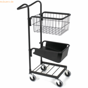 Wheely Miniwagen 1 Korb / 1 Aktenordneretage 41x35cm schwarz