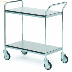 Helge Nyberg Tischwagen ESD mit Handgriff 2 Etagen 80x43cm silber