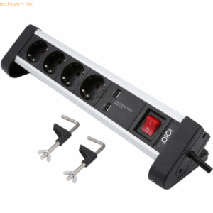 IOIO Steckdosenleiste SL 2425 U 4-fach mit 2x USB silber/schwarz