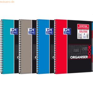 5 x Oxford Organiserbook Studium A4+ liniert 7mm 80 Blatt 90 g/qm Opti