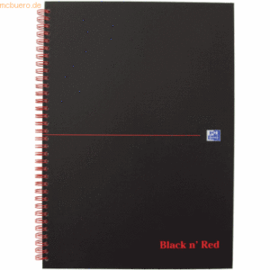 5 x Oxford Spiralbuch Office Black 'n Red A4 kariert 5 mm 70 Blatt 90