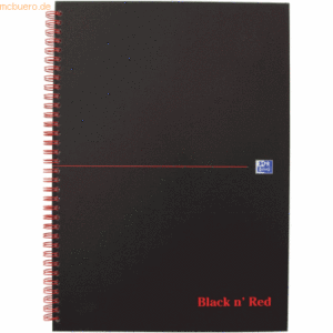 5 x Oxford Spiralbuch Office Black 'n Red A5 liniert 8 mm 70 Blatt 90