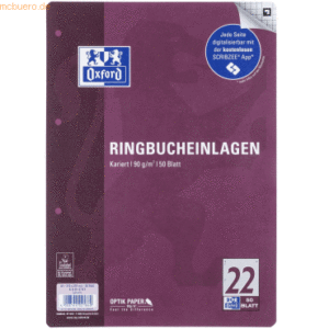 5 x Oxford Ringbucheinlagen A4 90g/qm 50 Blatt Lineatur 22 Scribzee ko