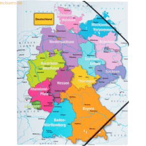 10 x Pagna Gummizugmappe A4 Deutschland Karton 3 Einschlagklappen