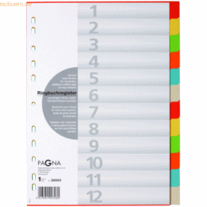 Pagna Register A4 Karton 12-teilig blanko m. Deckblatt 6-farbig