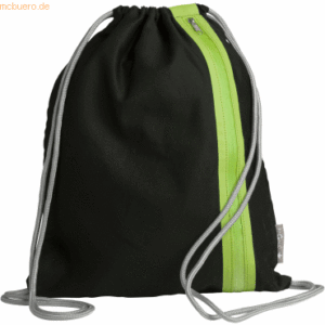 5 x Pagna Turnbeutel 46x36cm Go schwarz mit Zipper lindgrün