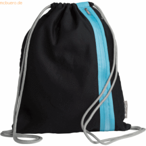 5 x Pagna Turnbeutel 46x36cm Go schwarz mit Zipper azurblau