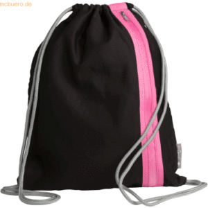 5 x Pagna Turnbeutel 46x36cm Go schwarz mit Zipper dunkelrosa