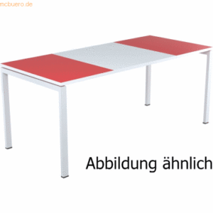 easyDesk Schreibtisch HxBxT 75x140x80cm grau/rot