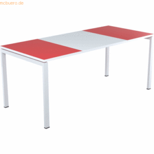 easyDesk Schreibtisch HxBxT 75x180x80cm grau/rot