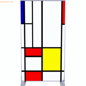 easyOffice Trennwand HxBxT: 180x98x46m Dekor Mondrian