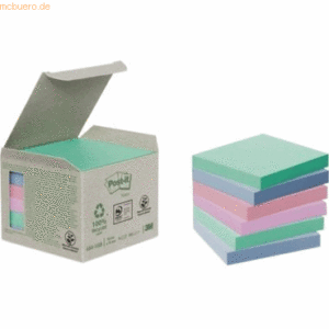 Post-it Notes Haftnotizen Recycling 76x76mm pastell VE=6x100 Blatt