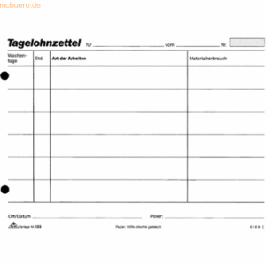 RNK Lohnbuch Gehaltbuch A5 quer weiß Papier 100 Blatt