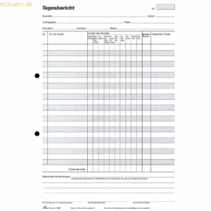 RNK Bau-Tagesberichtblock A4 Abheftlochung vorhanden 50 Blatt