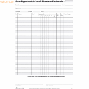 RNK Bau-Tagesberichtblock A4 50 Blatt