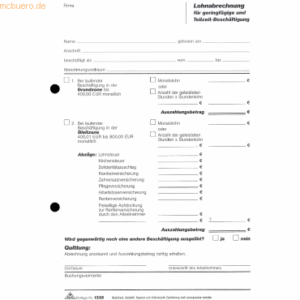 RNK Lohnabrechnungsblock A5 Minijobs Abheftlochung vorhanden A5 50 Bla