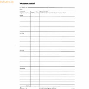 RNK Wochenzettel-Block A4 100 Blatt