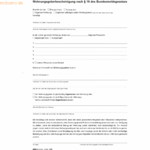 10 x RNK Wohnungsgeberbescheinigung nach § 19 Bundesmeldegesetz (BMG)