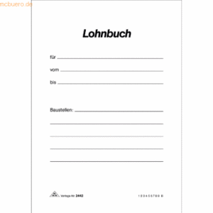 RNK Taschenlohnbuch für mehrere Arbeiter (Polierbuch) 170x120mm 48 Bla