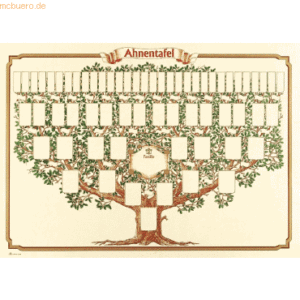 RNK Schmuck-Ahnentafel 1-63 für 6 Generationen Baumform 70x50cm