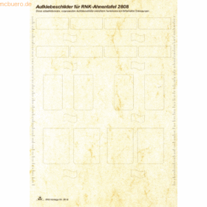 5 x RNK Etikettenblätter A4 für Ahnentafel 2808 selbstklebend VE=5 Stü