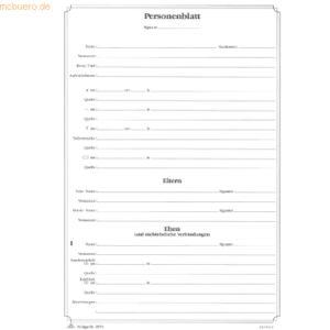 10 x RNK Personenblatt A4 zweiseitig bedruckt 4-fach Ringbuchlochung