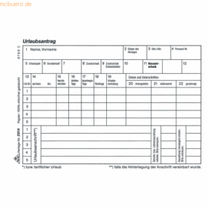 RNK Urlaubs-Freistellungsantragsblock A6 quer 50 Blatt