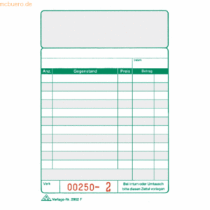 RNK Formularbuch Kassenzettelblock 10x15cm farbig VE=2x50 Blatt