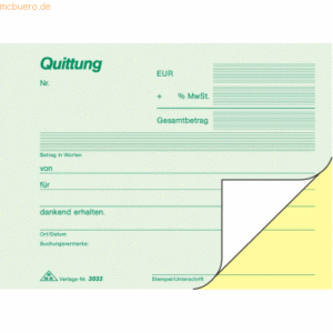 RNK Quittungsblock mit MwSt. A6 2x40 Blatt selbstdurchschreibend