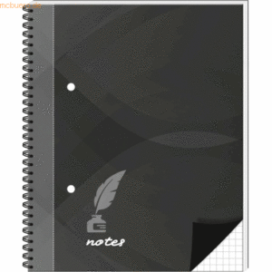 RNK Spiral-Notizbuch A5 -notes carbon black- kariert 96 Blatt