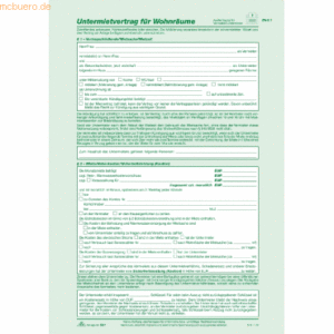 RNK Untermietvertrag für Wohnräume SD 2x2 Blatt A4