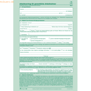 25 x RNK Vordruck Arbeitsvertrag A4 gewerblich
