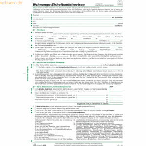 RNK Wohnungs-Einheitsmietvertrag 4 Seiten gefalzt auf A4 + Wohnungsgeb