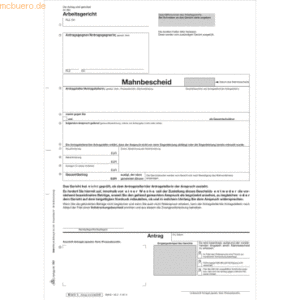 RNK Vordruck für den Mahn- und Vollstreckungsbescheid Arbeitsgericht V