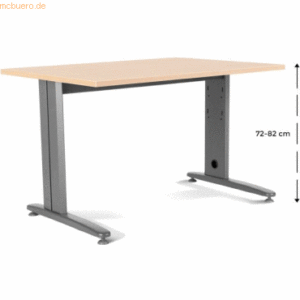 Rocada Schreibtisch Metal BxTxH 140x80x72cm Platte einstellbar Gestell