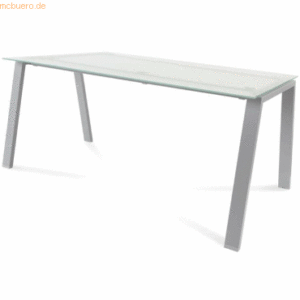 Rocada Schreibtisch Blanca BxTxH 160x80x73cm Gestell grau Platte Glas