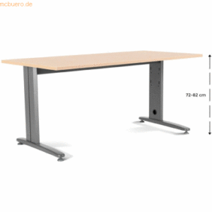 Rocada Schreibtisch Metal BxTxH 180x80x72cm Platte einstellbar Gestell