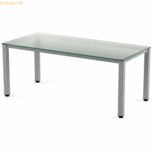 Rocada Schreibtisch Executive BxTxH 180x80x73cm Gestell grau Platte Gl